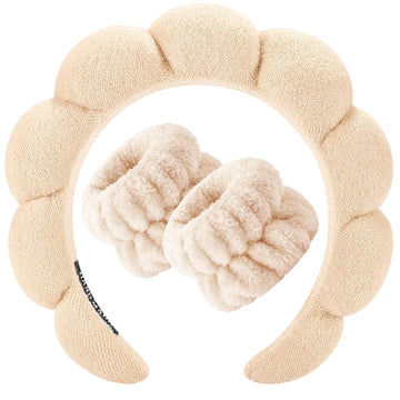Beige Skincare Headband Set