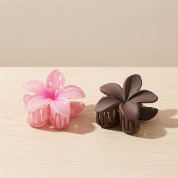 Gradient Flower & Matte Flower Hair Claw Set – Pack of 2