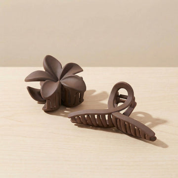 Korean Cross Shape & Matte Flower Hair Claw Set – Pack of 2
