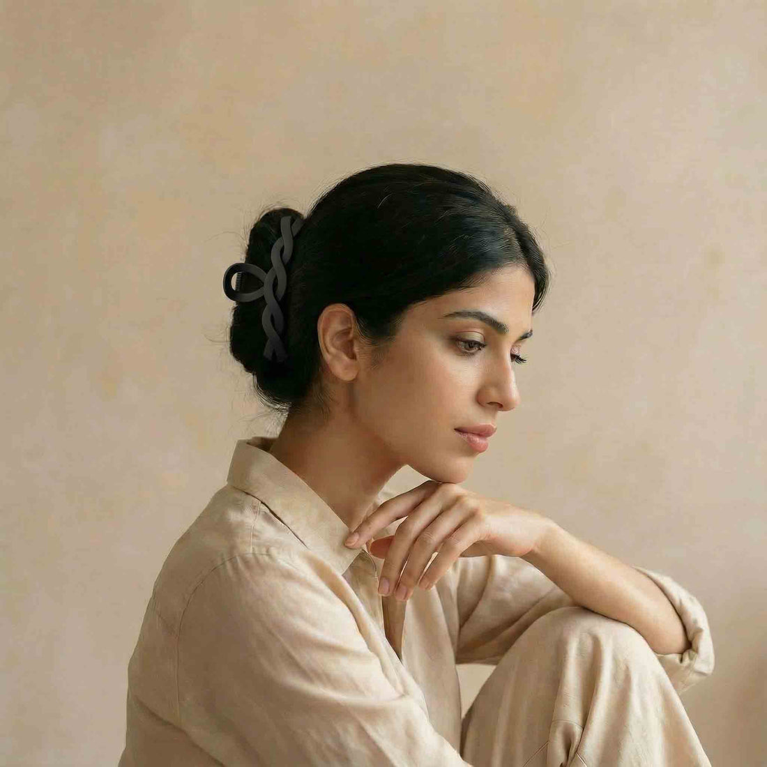 Fluffy Cross Shape & Matte Spiral Hair Claw Clip Set – Pack of 2