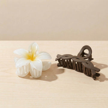 Flower Gradient & Matte Spiral Hair Claw Clip Set – Pack of 2