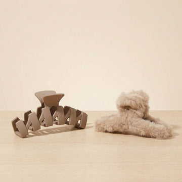 Matte Zigzag & Fluffy Cross Shape Hair Claw Clip Set – Pack of 2